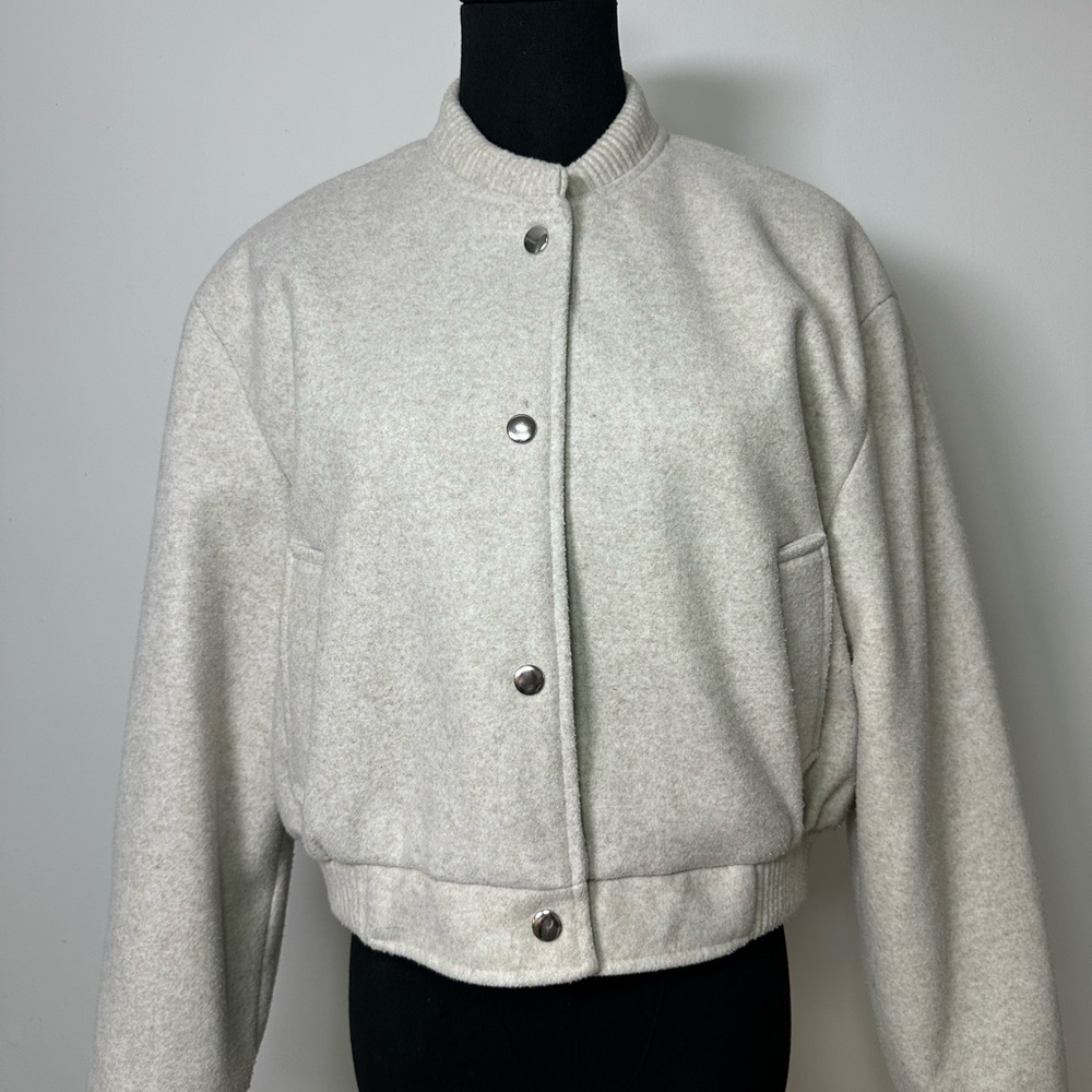 Zara Women's Cream Bomber Jacket